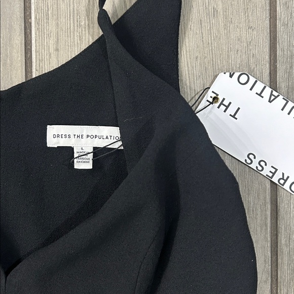 Dress the Population Alicia Plunging Mix Media Sleeveless Fit and Flare Midi - Picture 7 of 7